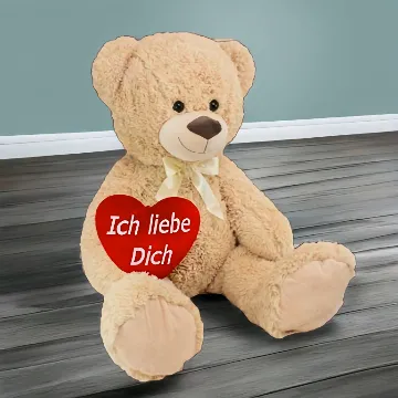 BRUBAKER XXL Teddybär beige 100cm - Mit "Ich Liebe Dich" Herz