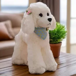 Heionia Kawaii Pudel Hund mit Schal Kuscheltier weiß 20cm