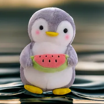 Pinguin mit Wassermelone 25cm - Nicole Knupfer Kuscheltier