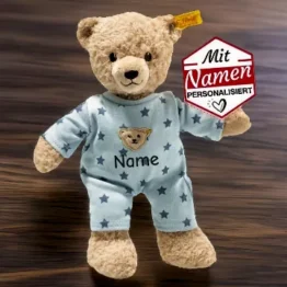 STEIFF Teddy & Me Teddybär mit blauem Schlafanzug und personalisiertem Namen