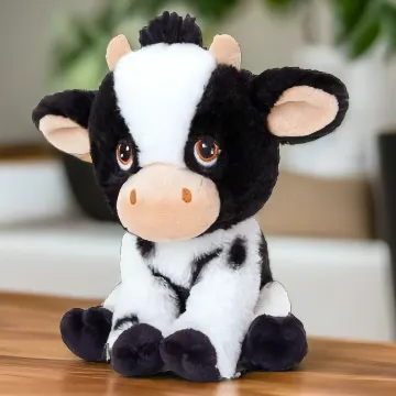 tachi Kuscheltier Kuh – 18cm Plüschtier sitzend Schwarz-Weiß