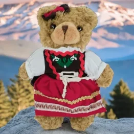 Teddys Rothenburg Trachten-Teddybär stehend braun/rot 22cm - Plüschteddybär mit Dirndl